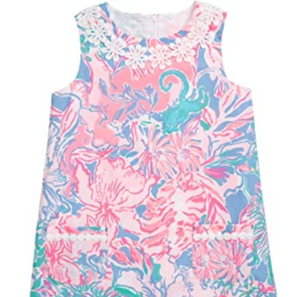 Lilly Pulitzer girls classic shift dress in Blue Peri Viva La Lilly Size 7&10
